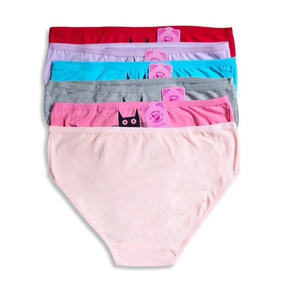 New! Women's Set of 6 Soft Cotton Blend Cat Best Friend Hipster Panties - Picture 2 of 2